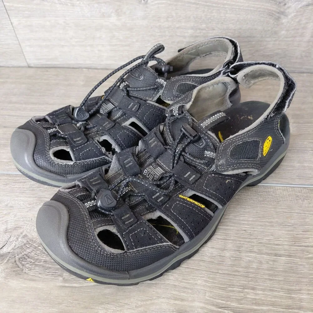 Keen Rialto H2 Sandals Mens 9 Black Waterproof Outdoor Hiking Fisherman Shoe USA